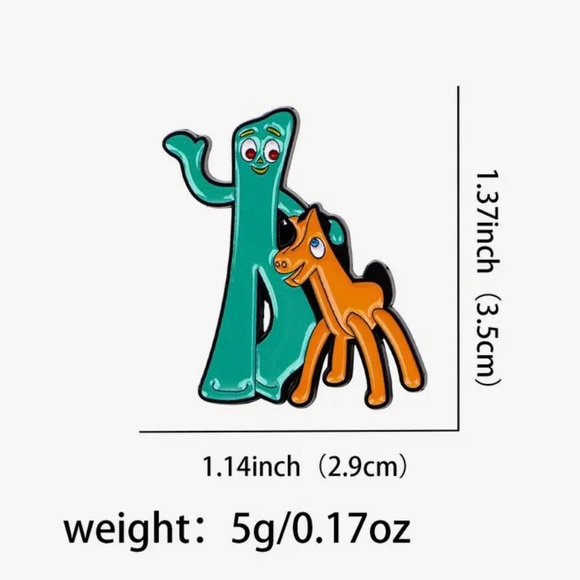 Vintage-Style Gumby and Pokey Collectible Enamel Pin. - Picture 5 of 5
